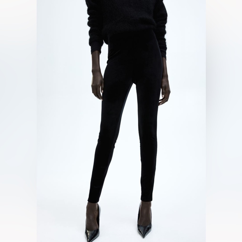 High waisted leggings - velour